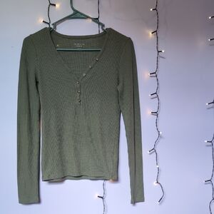 American Eagle Outfitters Sage Green Buttoned Blouse